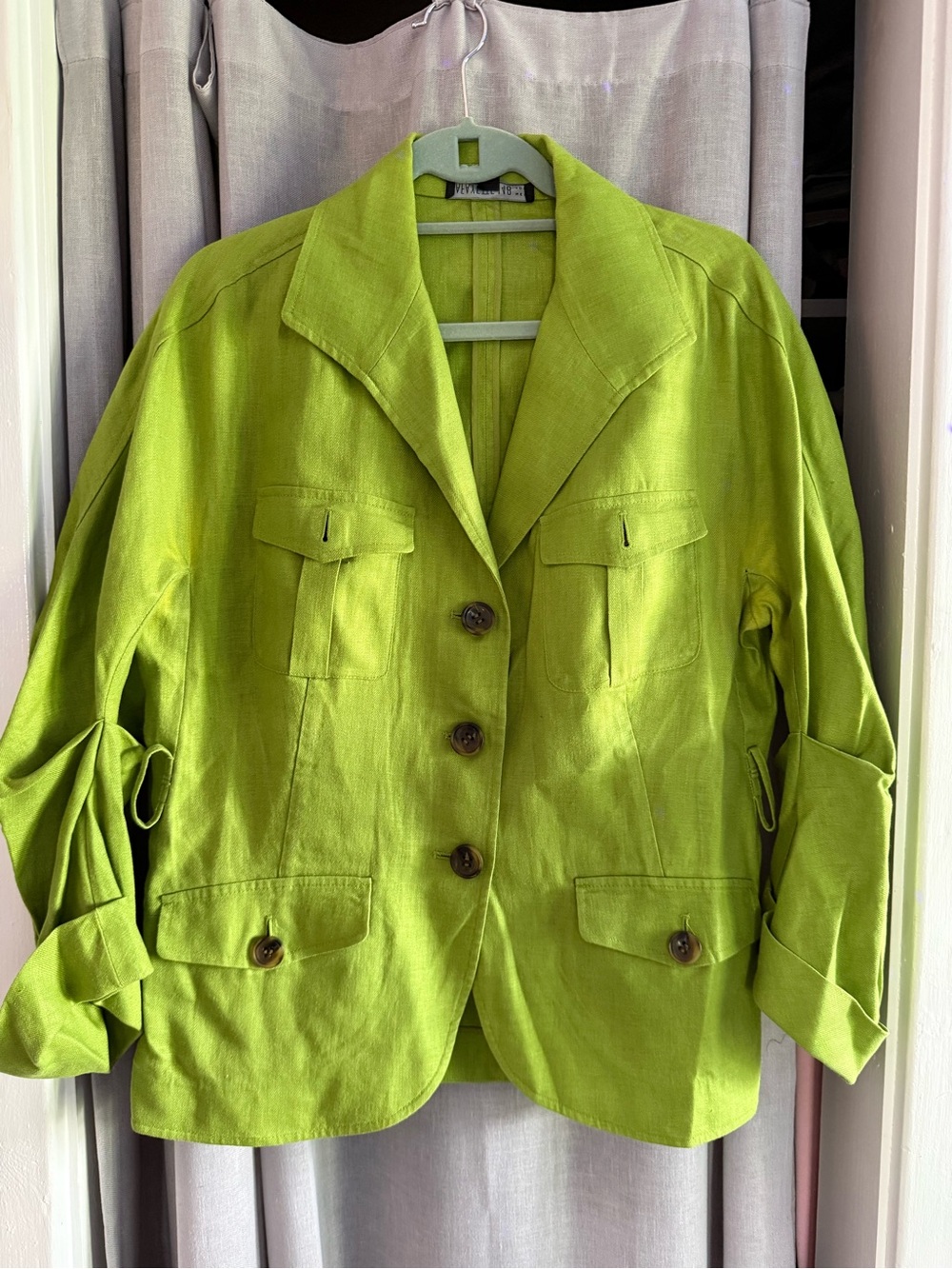 Lafayette 148 Size 14 Lime Green Women's Button-Front Jacket